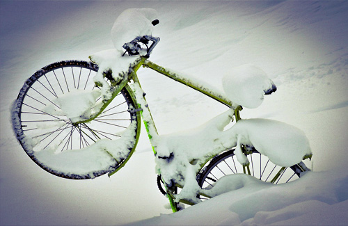 rower miejski zimą